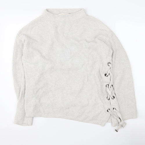 Oui Women's Ivory Mock Neck Pullover Jumper, Size 12