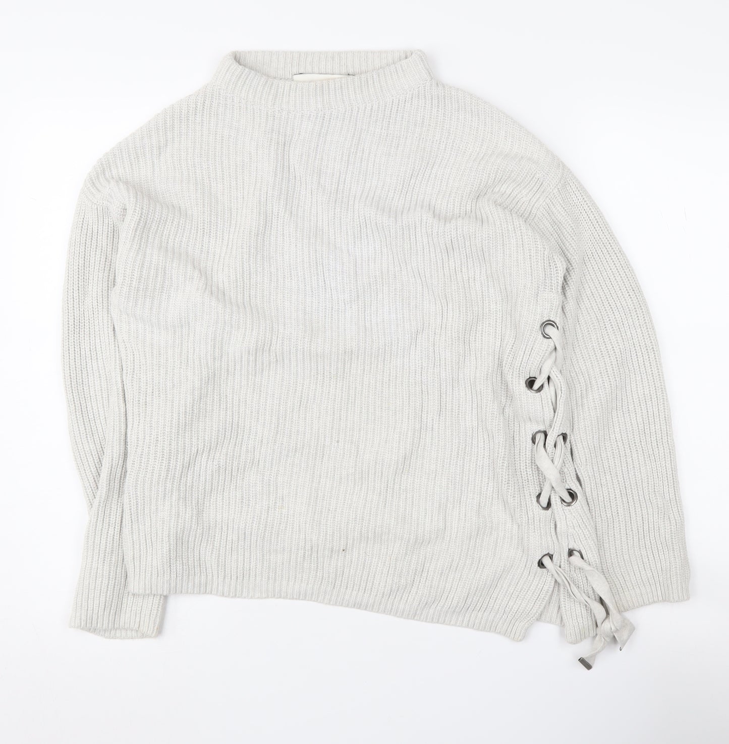 Oui Women's Ivory Mock Neck Pullover Jumper, Size 12