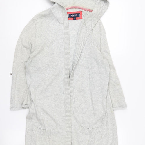MAINE NEW ENGLAND Women's Grey Hooded Cardigan Size 14