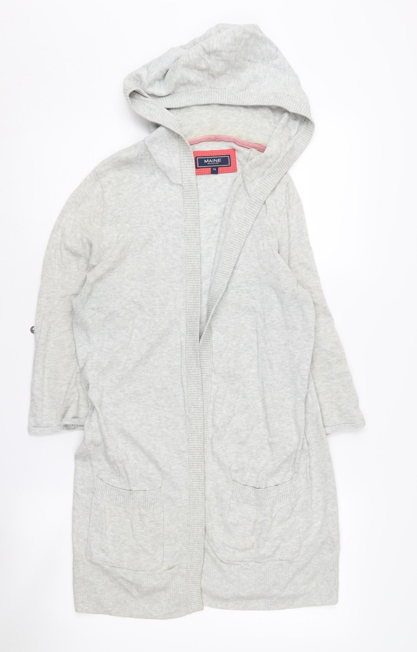 MAINE NEW ENGLAND Women's Grey Hooded Cardigan Size 14