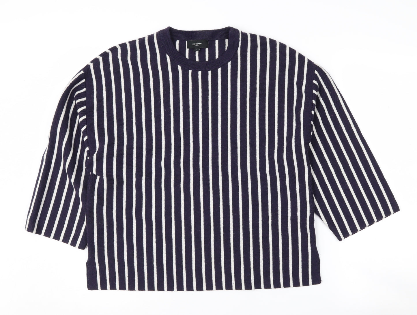 Sweewe Women's Blue Striped Pullover Jumper, Size S
