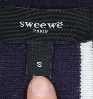 Sweewe Women's Blue Striped Pullover Jumper, Size S