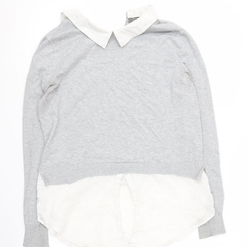 Oasis Women's Grey V-Neck Pullover Jumper S