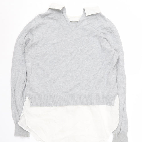 Oasis Women's Grey V-Neck Pullover Jumper S