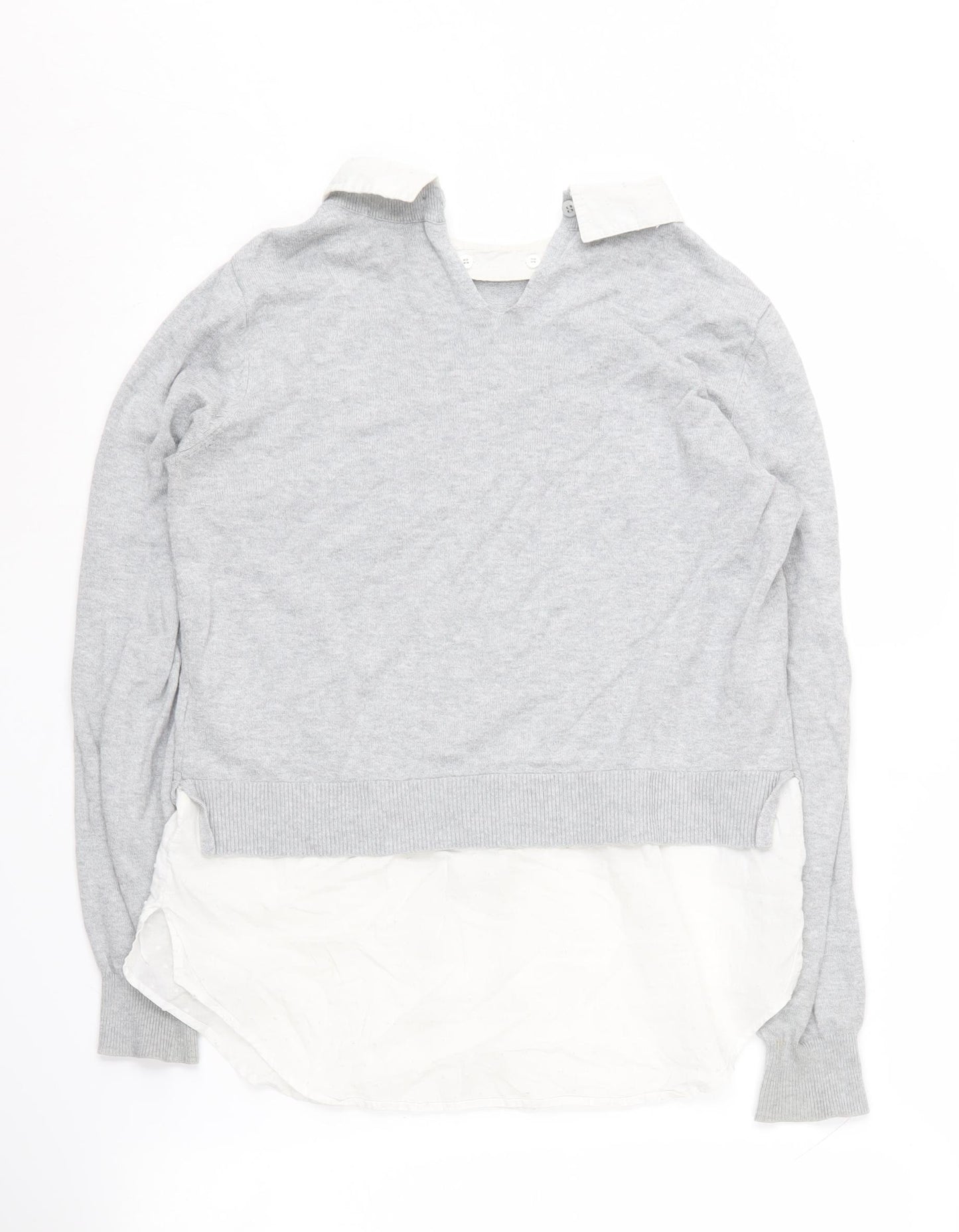 Oasis Women's Grey V-Neck Pullover Jumper S