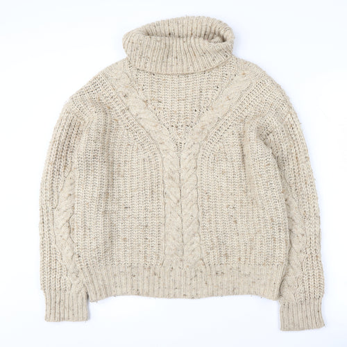 Per Una Women's Beige Roll Neck Pullover Jumper - Size M