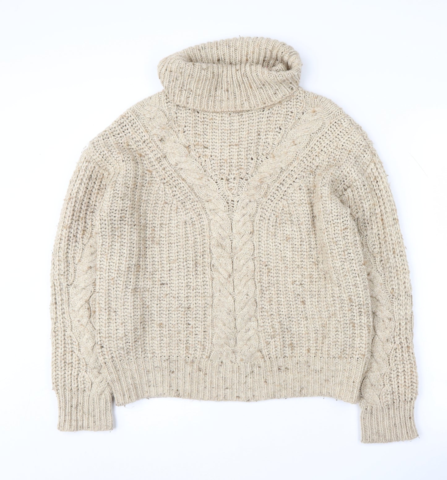 Per Una Women's Beige Roll Neck Pullover Jumper - Size M