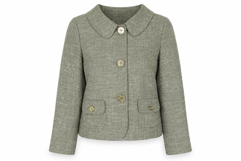 Front view of Viyella Women's Green Blazer, size 12, Polyester