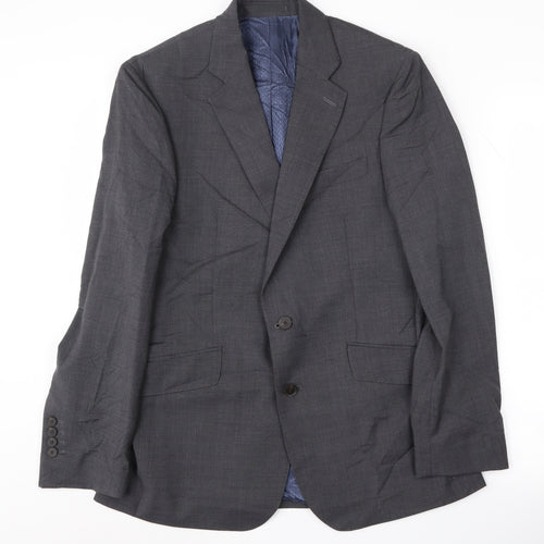 Jaeger Men's Grey Single-Breasted Suit Jacket 36r