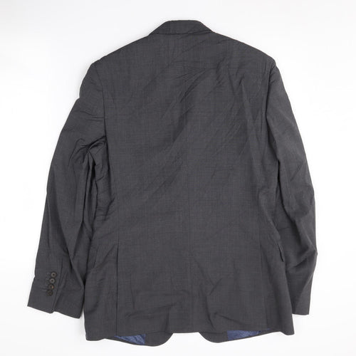 Jaeger Men's Grey Single-Breasted Suit Jacket 36r