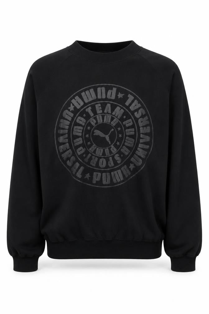 Front view of Puma Men's Black Graphic Print Sweatshirt L