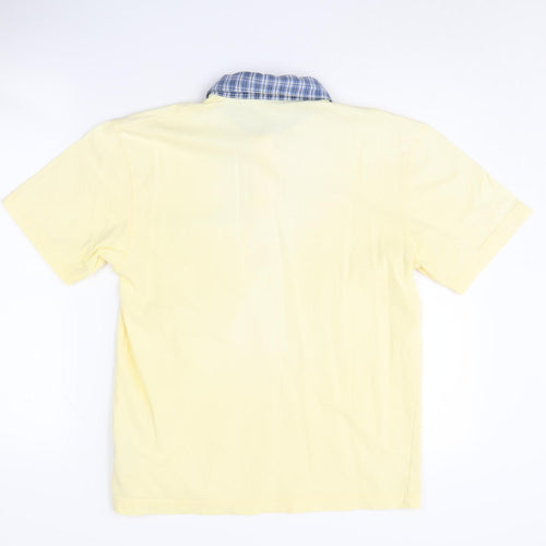 Country Rose Women Yellow Polo Shirt, Size S, Floral Check