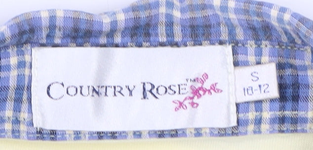 Country Rose Women Yellow Polo Shirt, Size S, Floral Check