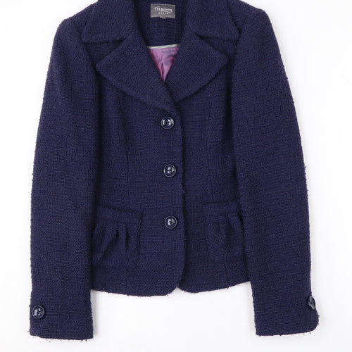 TM Lewin Women's Blue Boucle Blazer Size 8