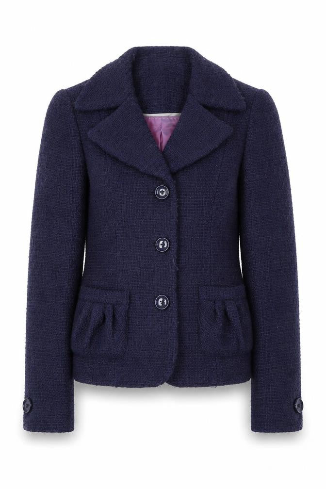TM Lewin Women's Blue Boucle Blazer Size 8