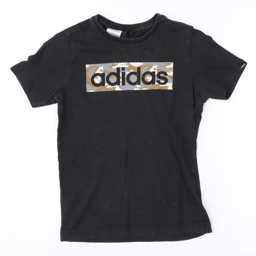 Adidas Boys Black Graphic T-Shirt 9-10 Years