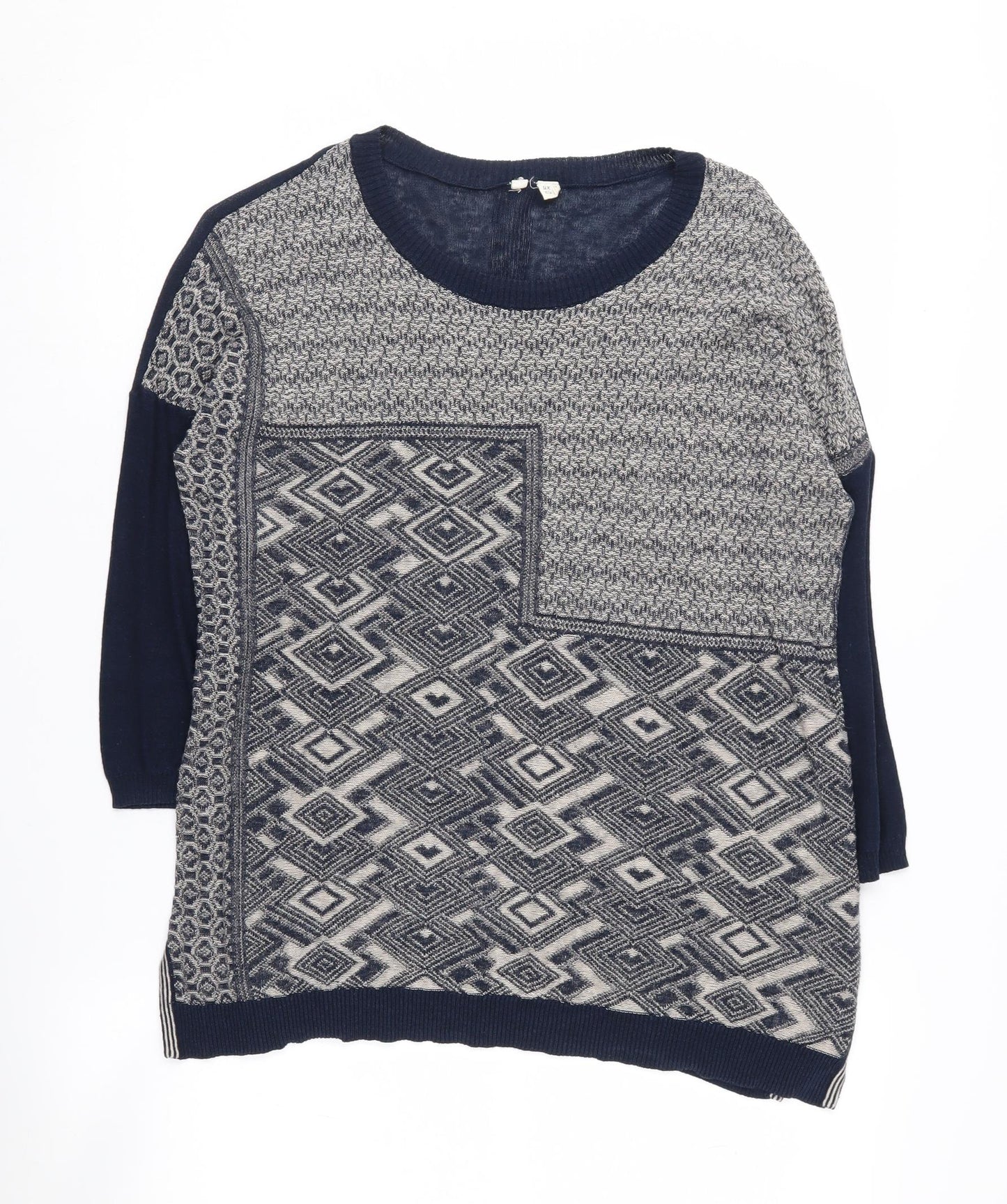 White Stuff Women's Blue Geometric Pullover Jumper Size 10