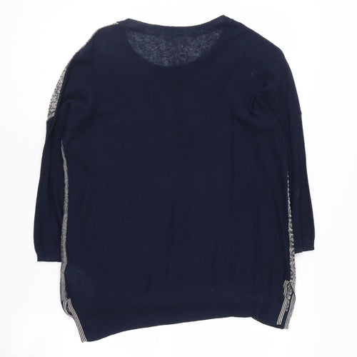 White Stuff Women's Blue Geometric Pullover Jumper Size 10