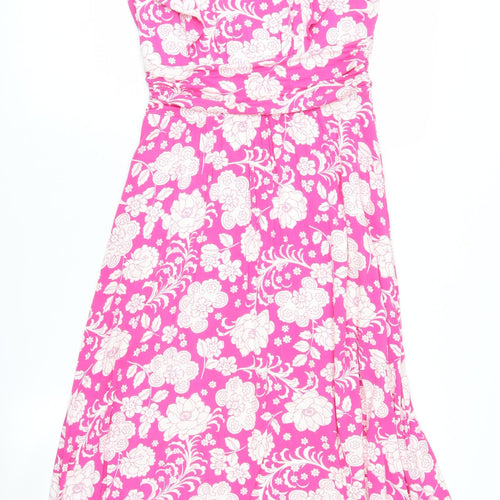 Boden Women Pink Floral A-Line Midi Dress UK 8