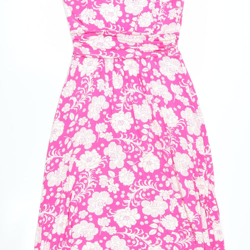 Boden Women Pink Floral A-Line Midi Dress UK 8