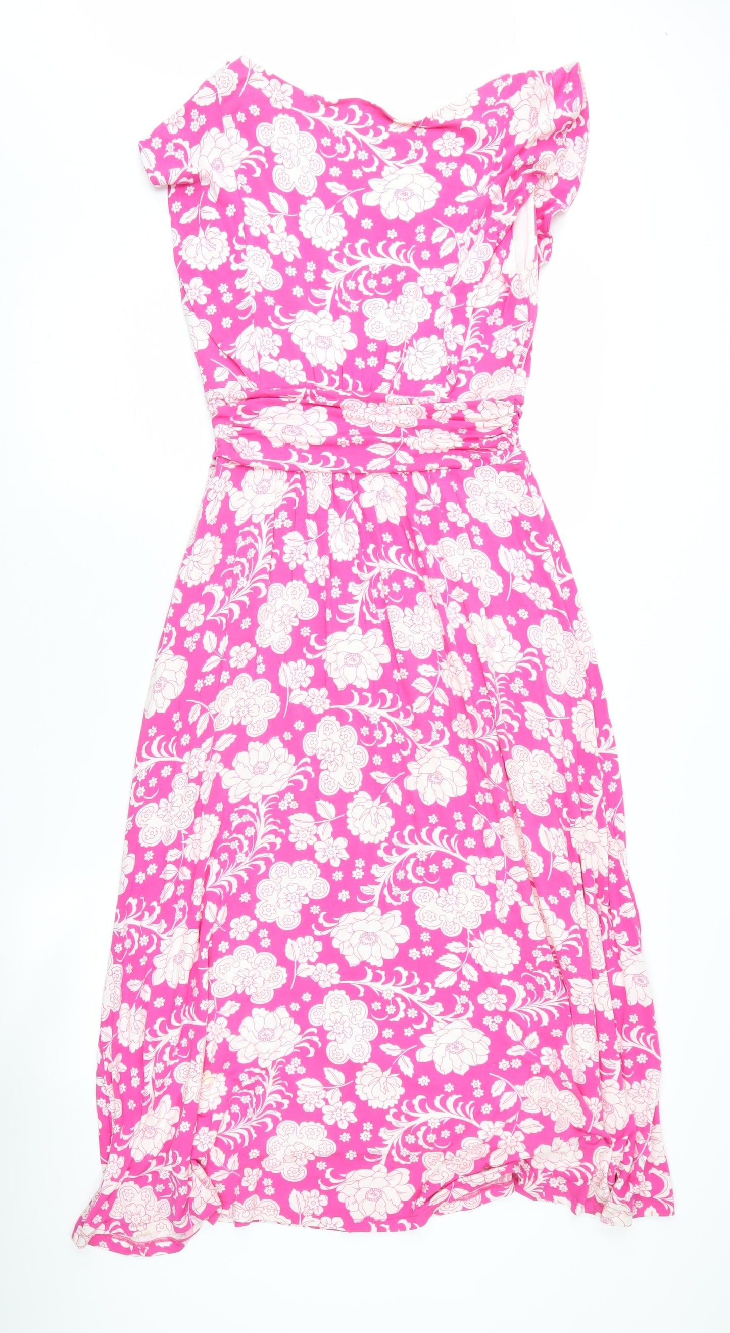 Boden Women Pink Floral A-Line Midi Dress UK 8