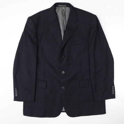 Pierre Cardin Men's Blue Wool Blazer 42S Stripe Jacket