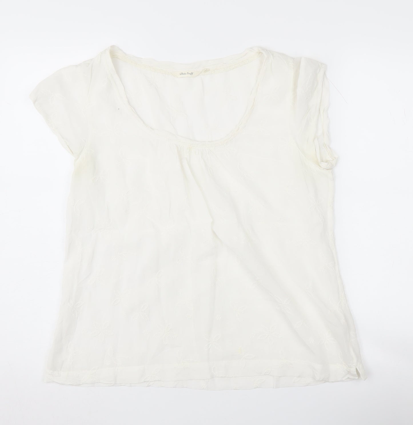 White Stuff Women's White Size 12 Cap Sleeve Blouse
