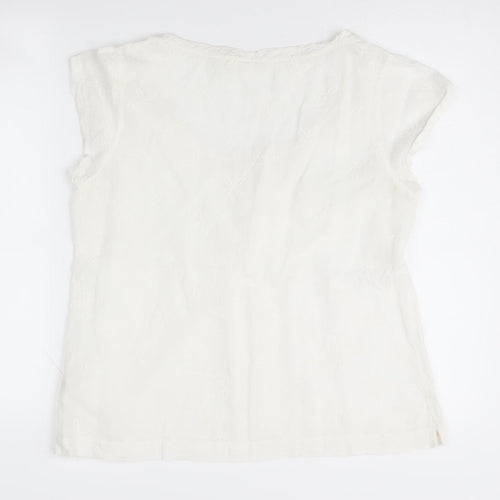 White Stuff Women's White Size 12 Cap Sleeve Blouse