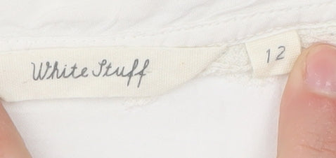 White Stuff Women's White Size 12 Cap Sleeve Blouse