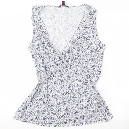 Long Tall Sally Women's Blue Floral Wrap Blouse M