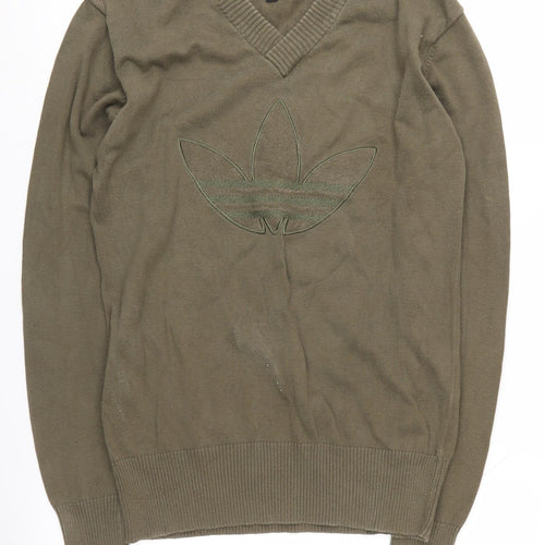 Adidas Women's Green XS V-Neck Cotton Jumper