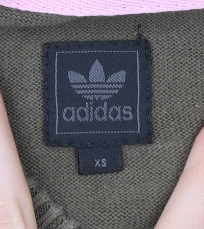 Adidas Women's Green XS V-Neck Cotton Jumper