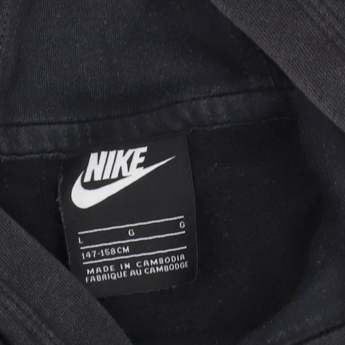 Nike Boys Black Hoodie Large Pullover Fleece Casual