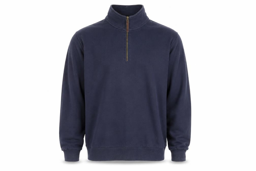 Front view of Mountain Warehouse Men's Blue 1/4 Zip Fleece Sweatshirt M