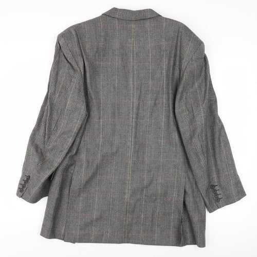 DAKS Men's Grey Plaid Blazer 42S Wool Jacket