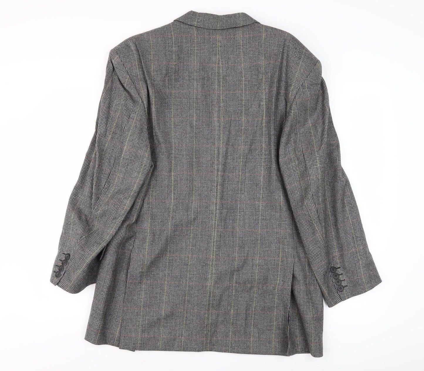 DAKS Men's Grey Plaid Blazer 42S Wool Jacket