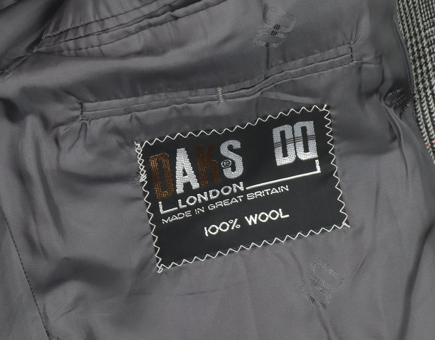 DAKS Men's Grey Plaid Blazer 42S Wool Jacket