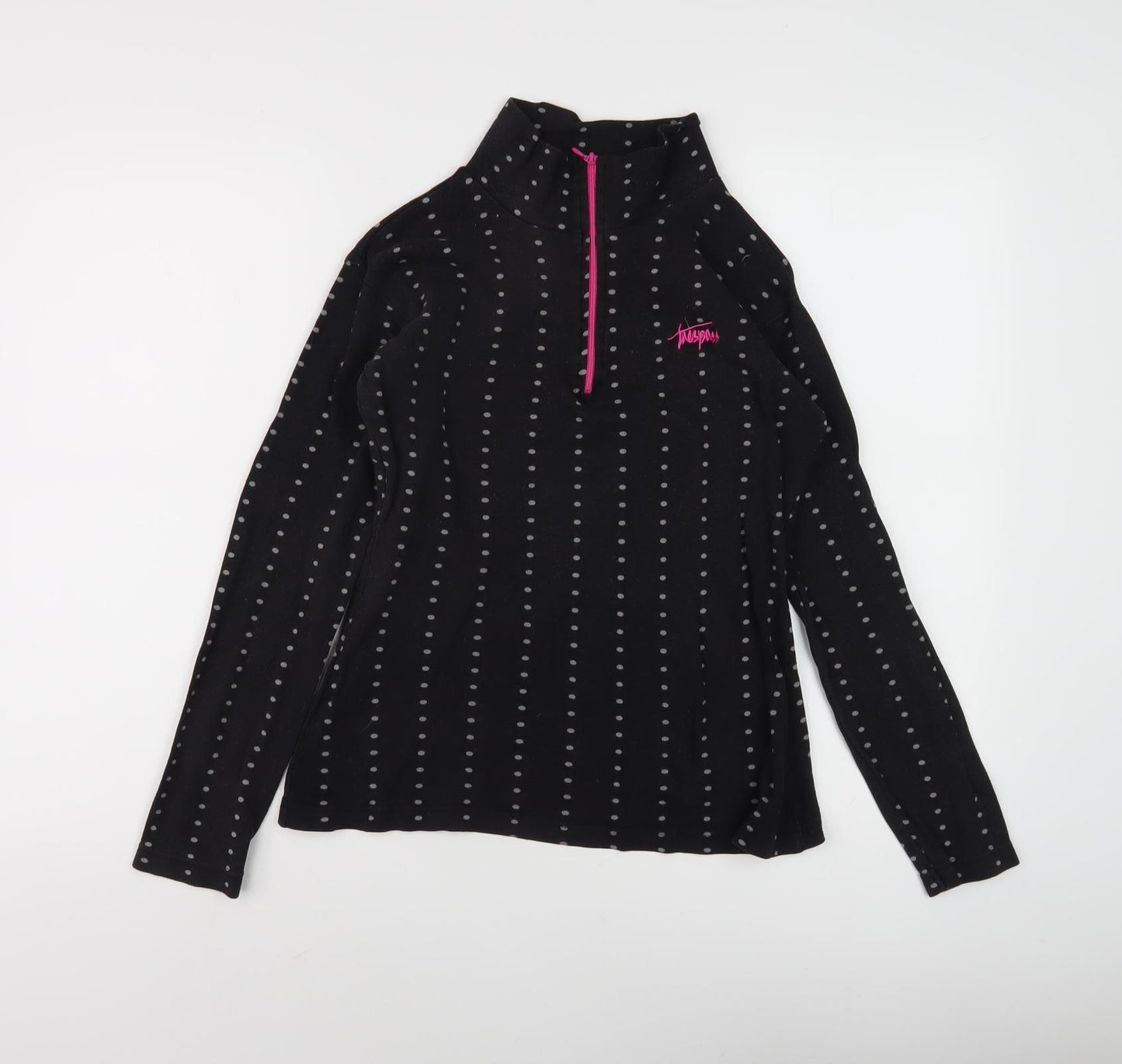 Trespass Women's Black Henley Sweatshirt, S, Polka Dot