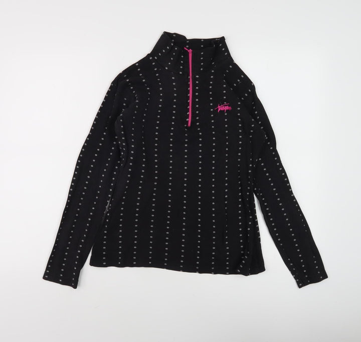 Trespass Women's Black Henley Sweatshirt, S, Polka Dot