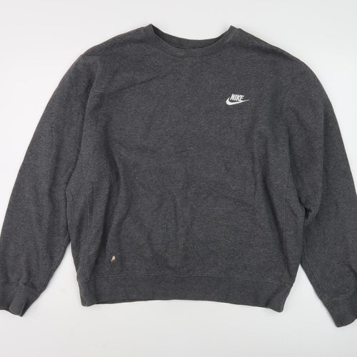 Nike Men's Grey Pullover Sweatshirt M - Logo Accent