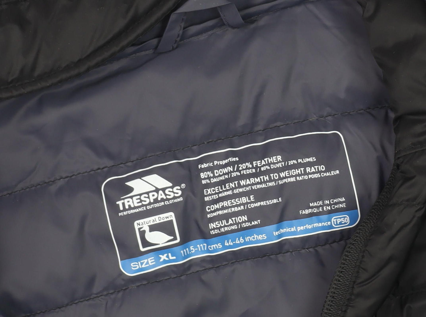 Trespass Men's Black XL Puffer Jacket Hooded Insulated