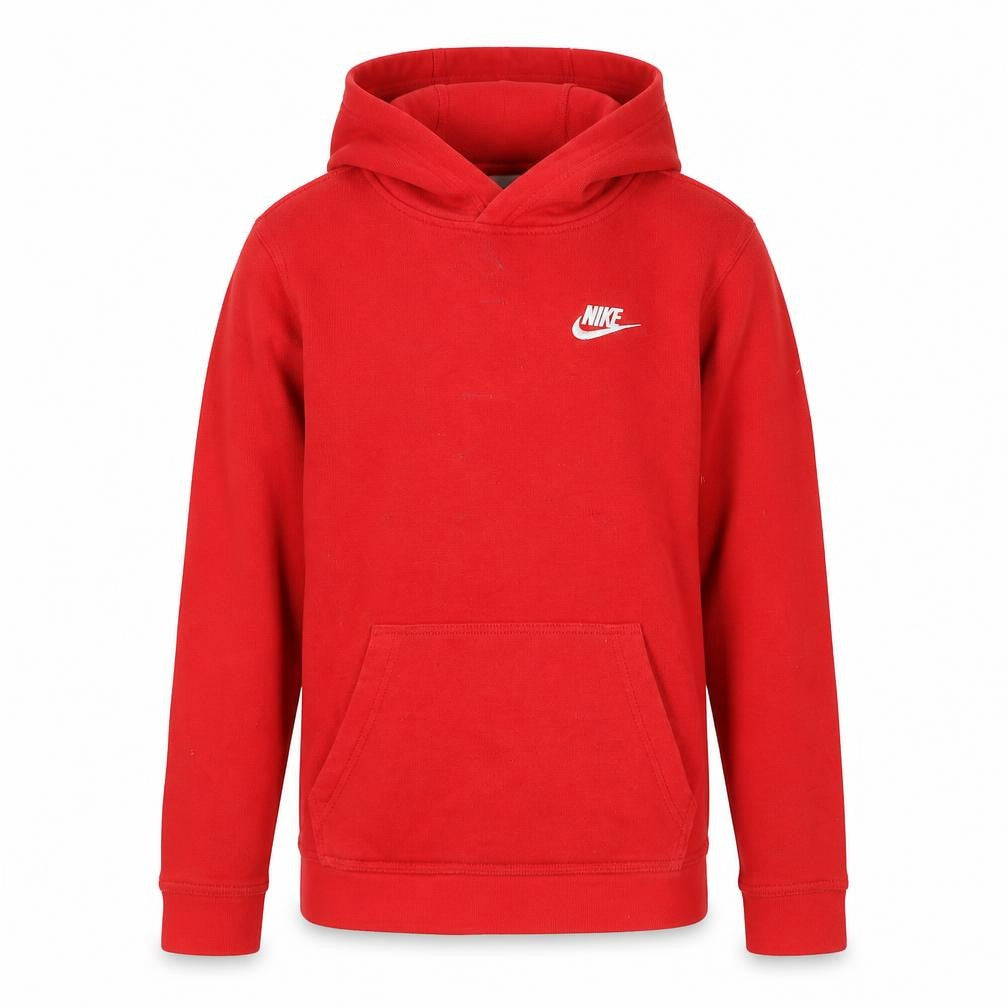 Front view of Nike boys’ red fleece pullover hoodie xl