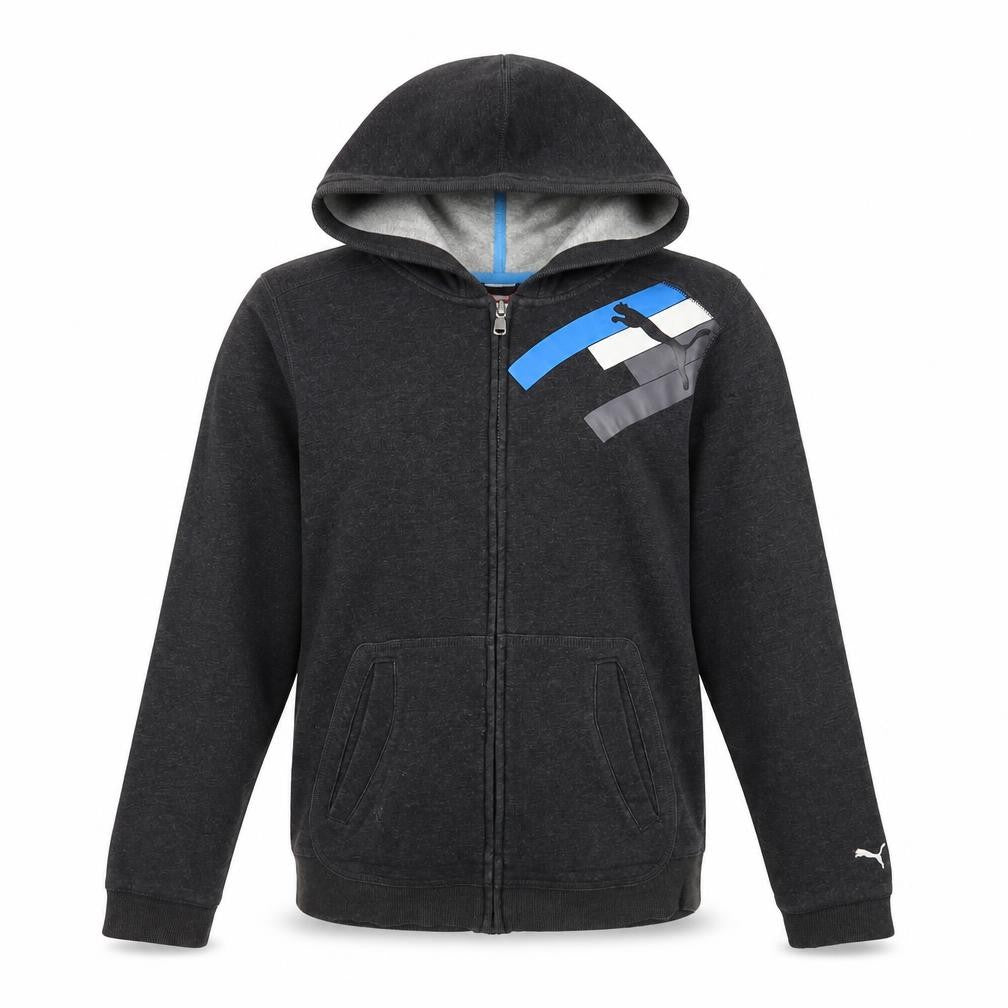 Puma Boys Black Full Zip Hoodie Size 14 Graphic Print