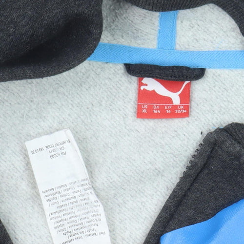 Puma Boys Black Full Zip Hoodie Size 14 Graphic Print