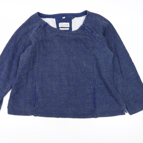 Seasalt Women's Blue Geometric Cotton Sweatshirt Size 18