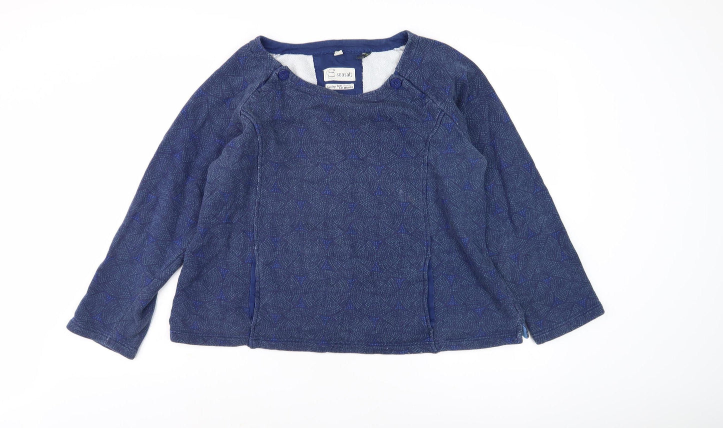 Seasalt Women's Blue Geometric Cotton Sweatshirt Size 18