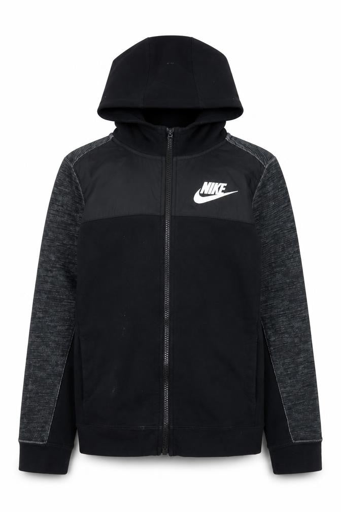Front view of Nike boys’ black full zip hoodie -, size 12-13, years