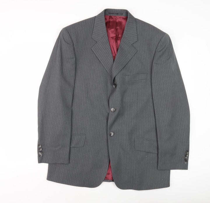 Farah Men's Grey Striped Suit Jacket 40S