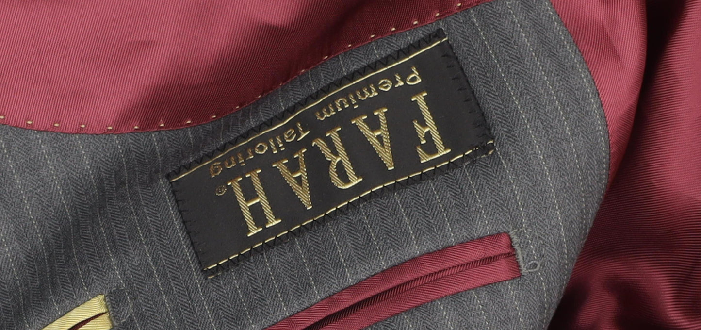 Farah Men's Grey Striped Suit Jacket 40S