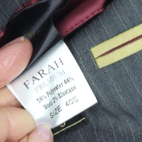 Farah Men's Grey Striped Suit Jacket 40S